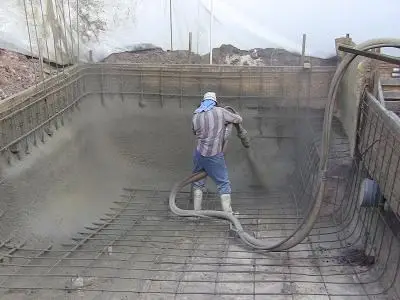concrete pool being shot