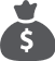 A gray icon of a money bag with a dollar sign on the front and a gathered top, representing wealth, financial savings, or funding for pools.
